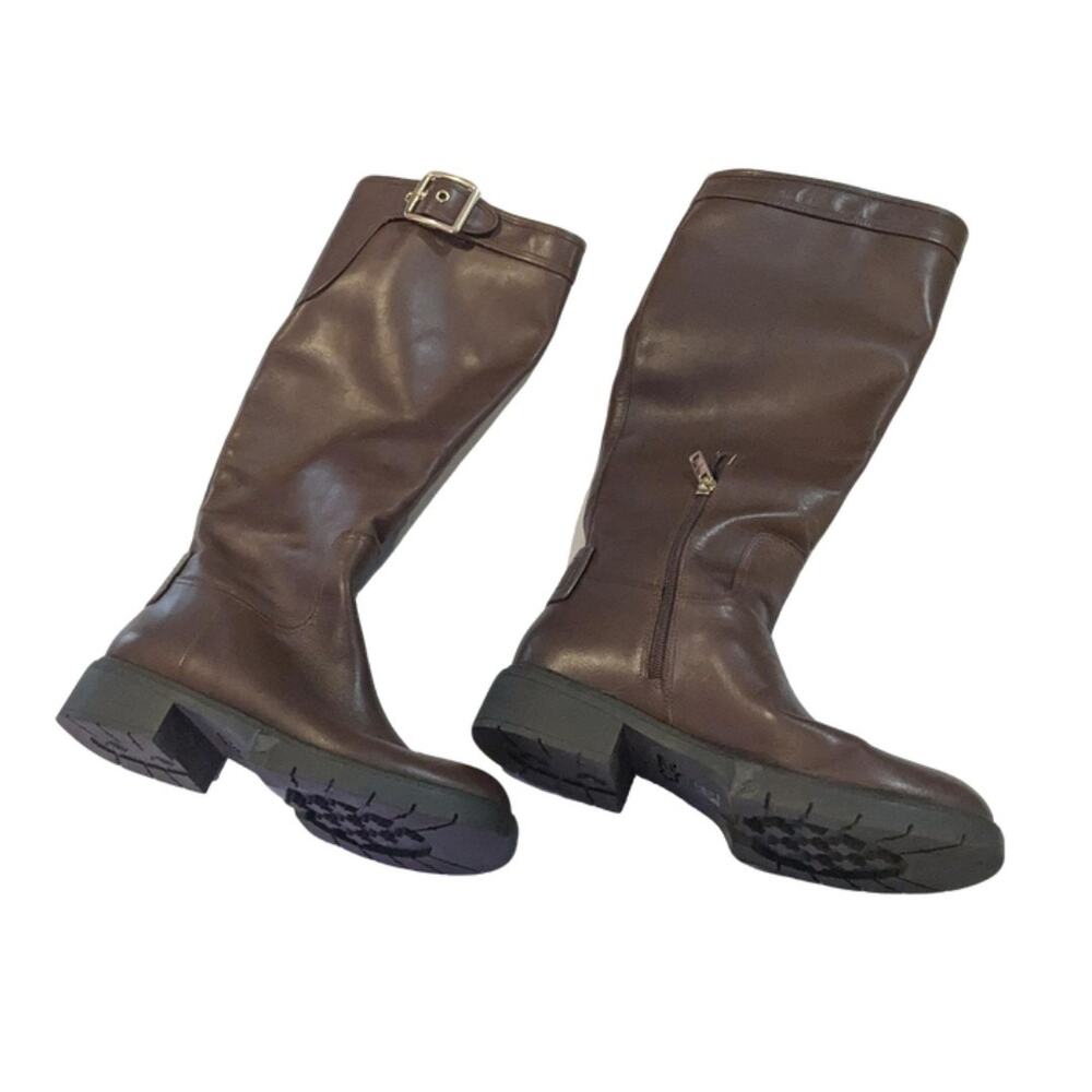 COACH Leather Knee high riding boot  Women's Size 8 in Walnut Brown